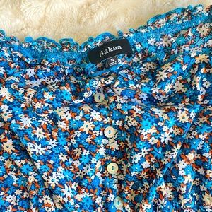 Aakaa, blue, floral tube dress